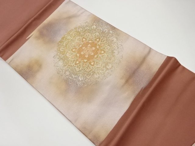 JAPANESE KIMONO / VINTAGE NAGOYA OBI / WOVEN FLOWER CREST